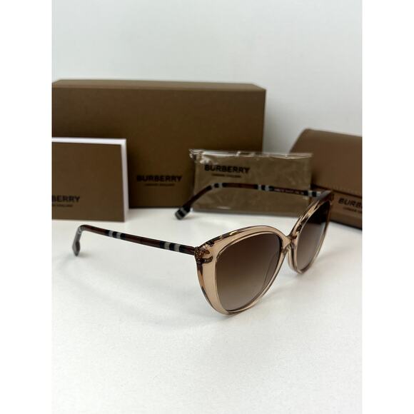 NEW Burberry BE4407 Cat Eye Checked Sunglasses in Beige - Picture 4 of 5